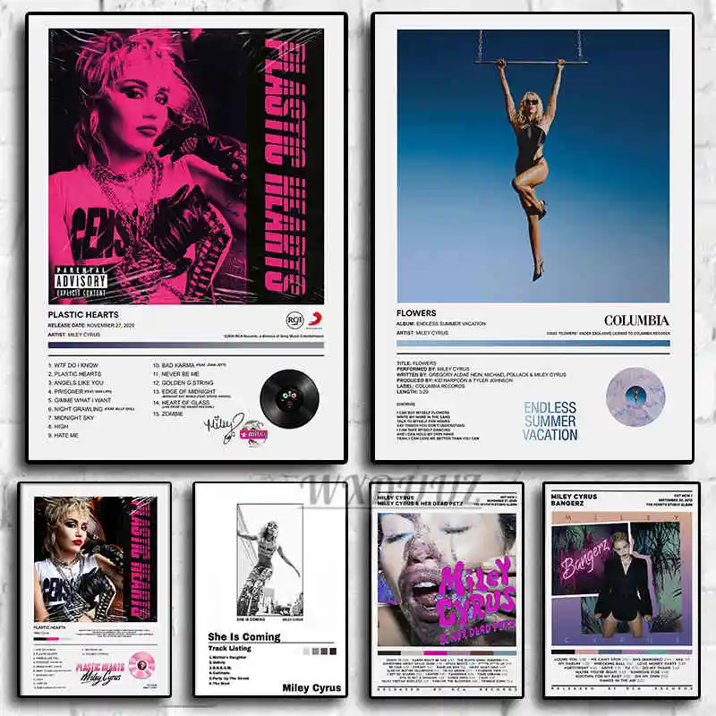 Pop Rap Music Album Cover Miley Cyrus Poster Rapper Hip Hop Rock Younger Now ENDLESS SUMMER VACATION Canvas Wall Art Room Decor