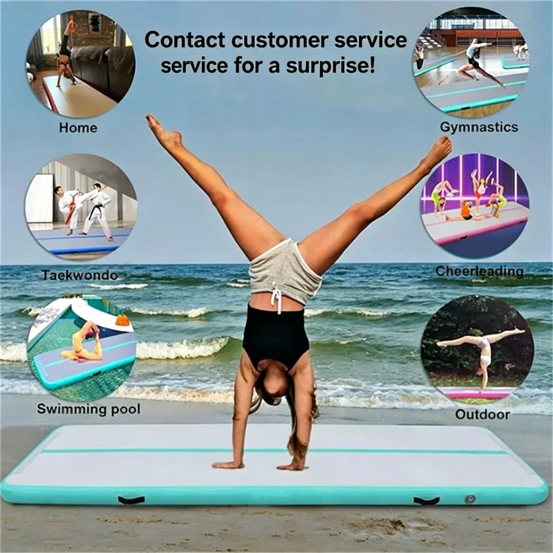 300*100*10 cm große aufblasbare Gymnastikmatte (mit Pumpe), geeignet für Gymnastiktraining zu Hause, Kampfsporttraining, Yoga, Wassersport