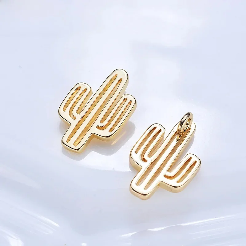 (825)10 sztuk 14x8MM 24K złoty kolor mosiądz Hollow kaktus zawieszki Charms wysokiej jakości Diy ocena biżuteria akcesoria — zdjęcie 2