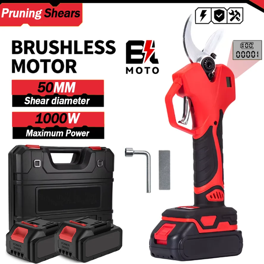 Tijeras de podar eléctricas sin escobillas de 50 mm, cortador de ramas de árboles frutales inalámbrico, tijeras de jardín para batería Makita de 21 V