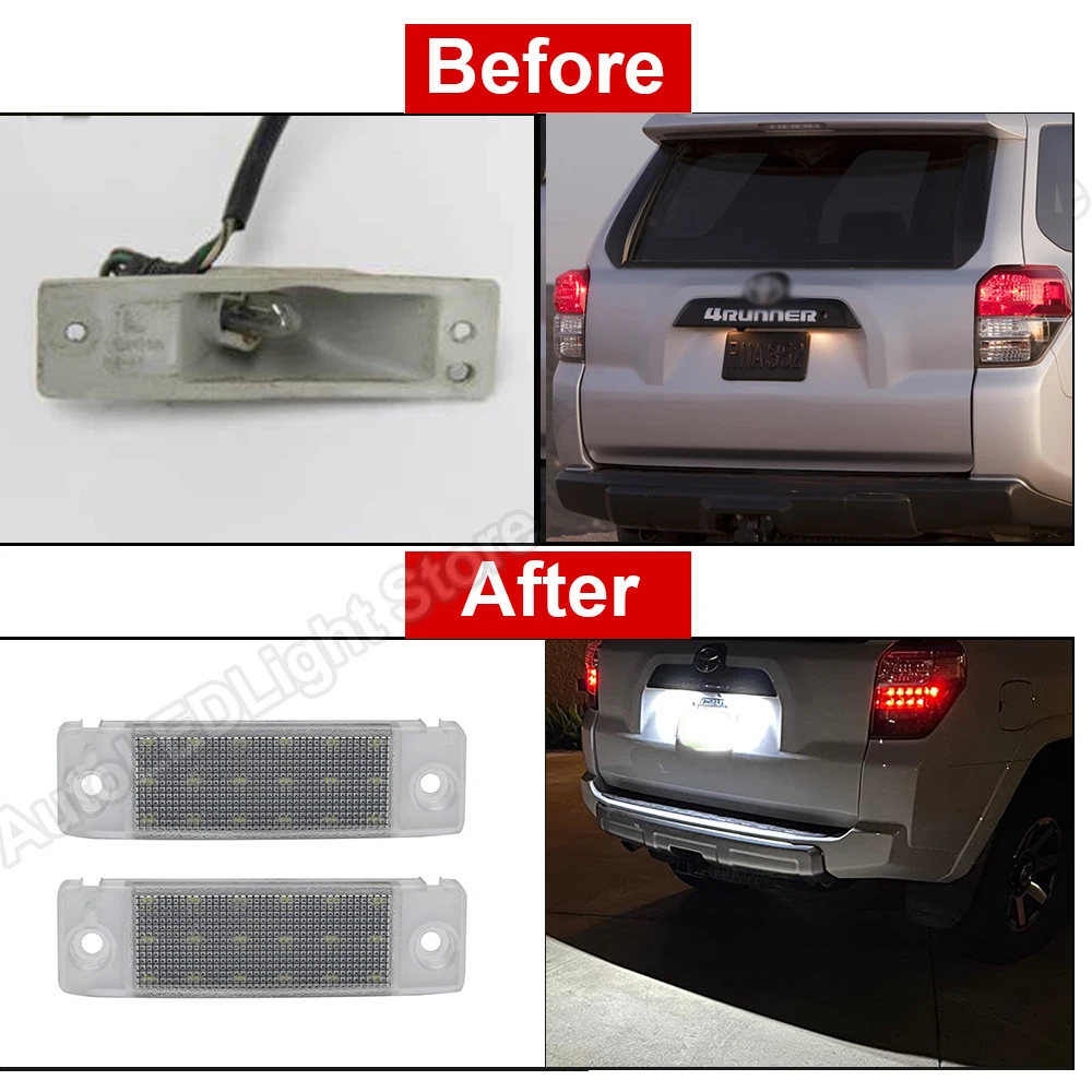 Number Plate Lamp For Toyota 4Runner Sequoia Land Cruiser Prado 2PCS Plug&Play No Error License Plate LED Lights For Lexus GX470