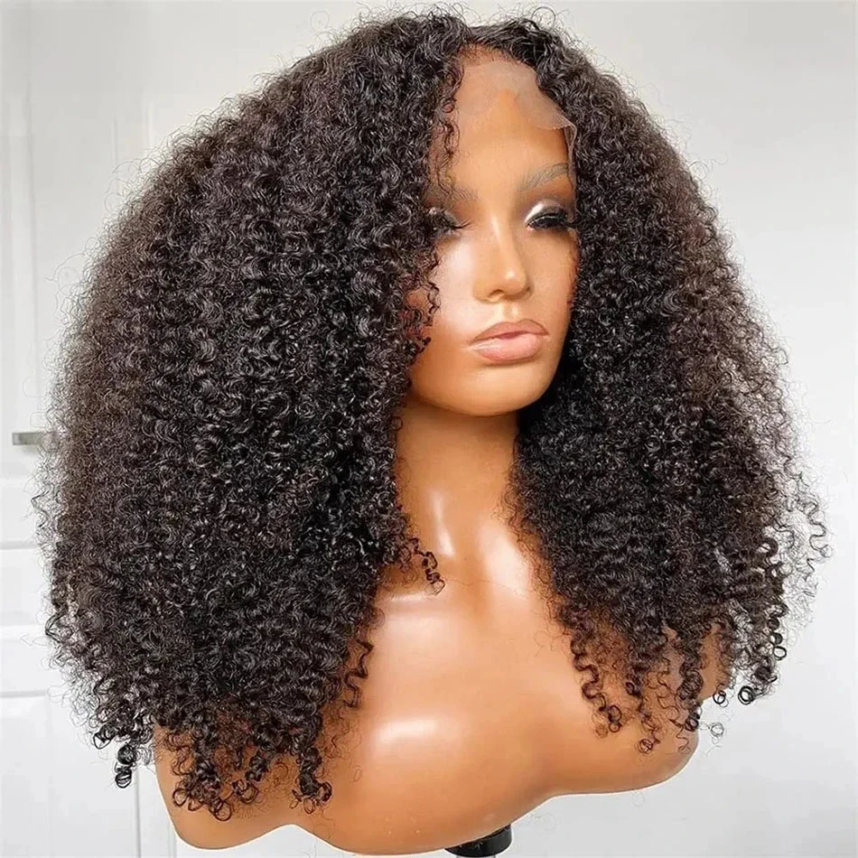 QT Afro Kinky Krullend Haarkant 13x4 HD Transparant Menselijk Haar Kant Pruik Braziliaans Krullend 4x4 Vetersluiting Pruik Voor Zwarte Vrouwen - afbeelding 2