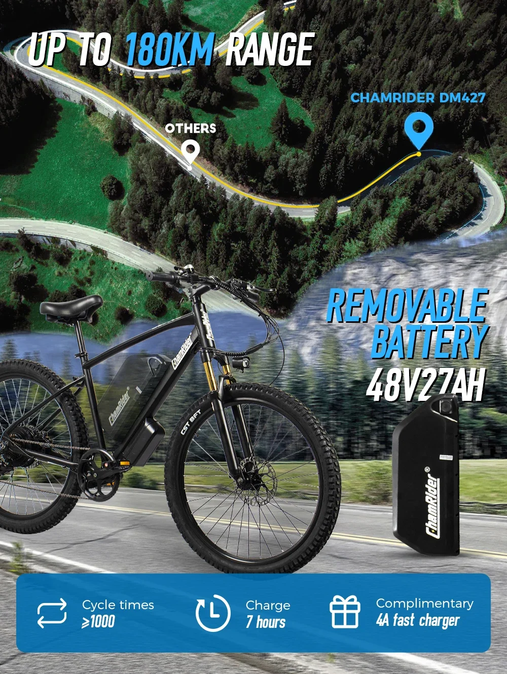 ChamRider DM427 E-bike Long Range Lightweight Stylish Commuter Delivery E-MTB for European Teens Riders Electric Bike