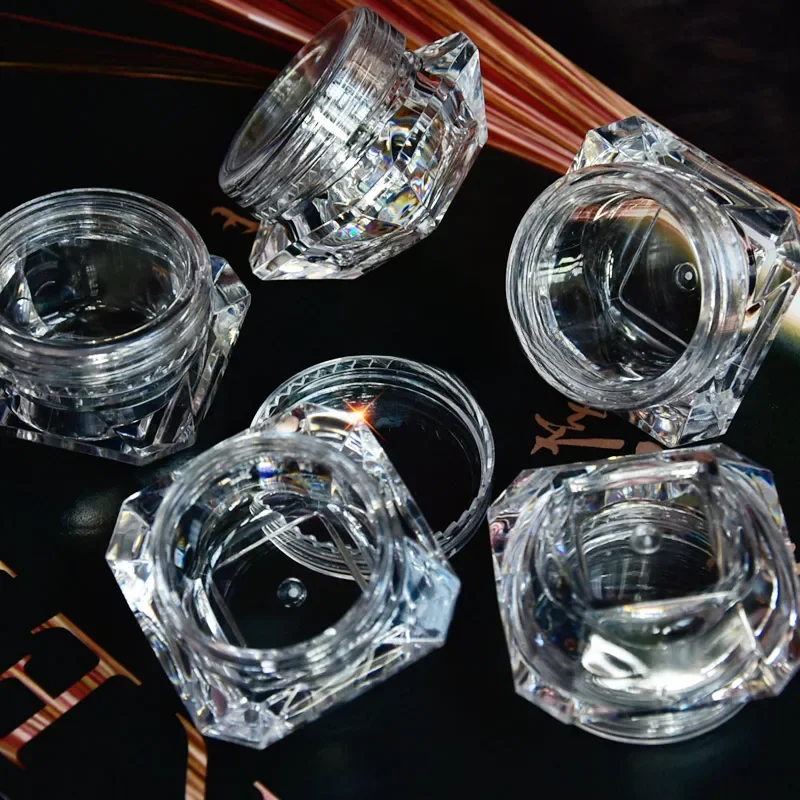 10 sztuk 5g (5ml, 0,17 uncji) przezroczysty diament pusty pojemnik akrylowy butelka do makijażu na krem ​​kosmetyczny biżuteria pusty słoik garnek cień do powiek — zdjęcie 2