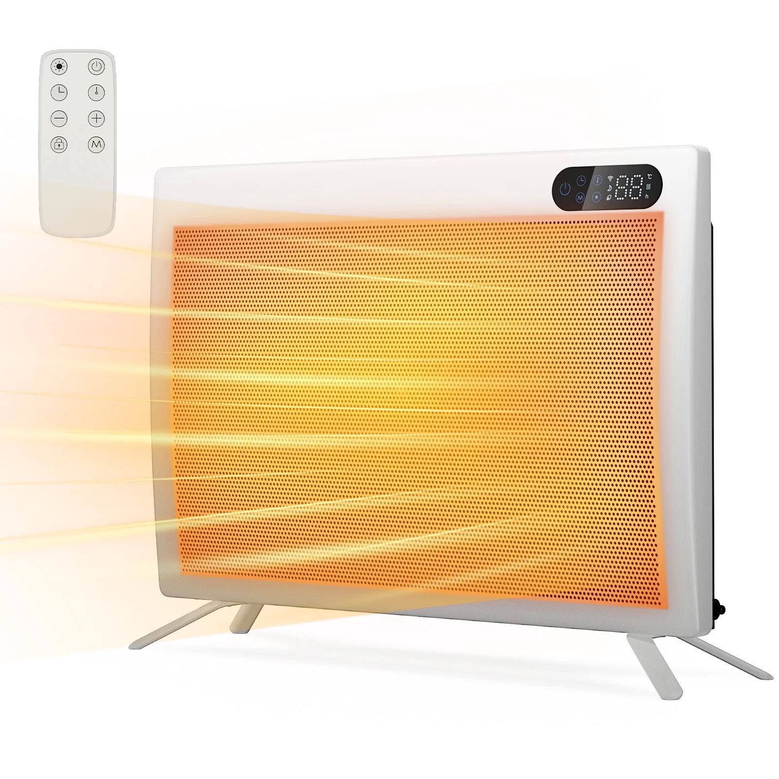 1500W Convection Panel Heater Under Desk Freestanding Wall Mountable Quiet Infrared Space Heater Energy Efficient Smart WiFi App