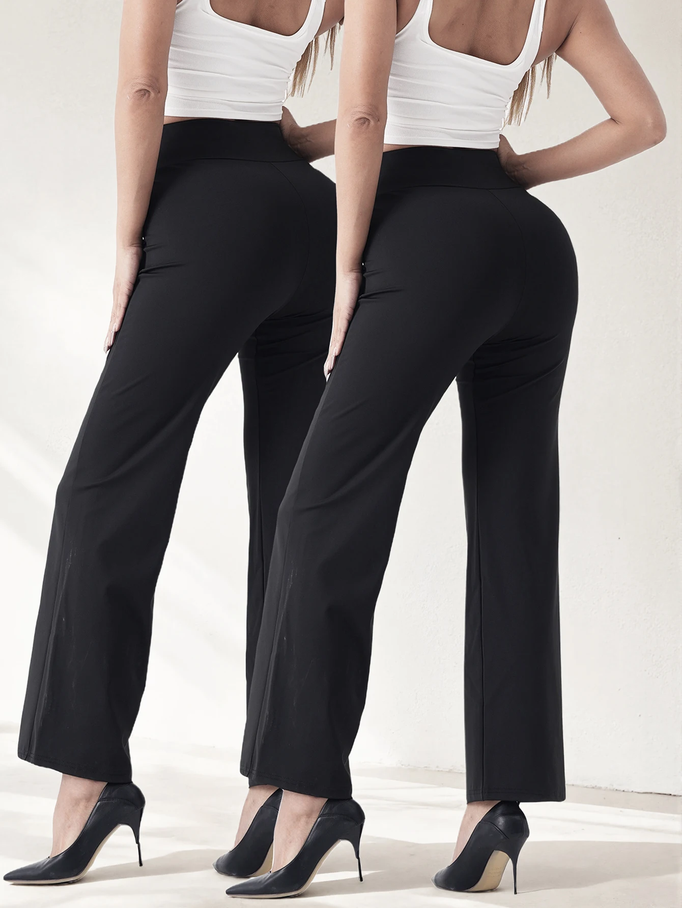 

Женские широкие брюки для йоги (2 шт.), с эффектом коррекции живота и непрозрачные, подходят для занятий спортом, йогой, бега и других мероприятий.