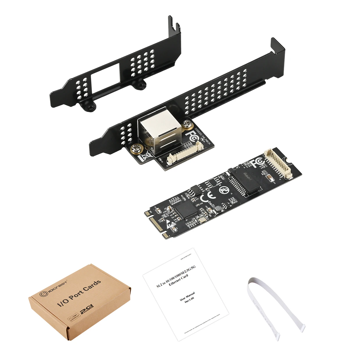 IOCREST 5GBase-T 1 Port 5000 Mbit/s M.2 B-Taste M-Taste zu PCIe 5 GB Ethernet-Karte RTL8126 RJ45 LAN-Controllerkarte