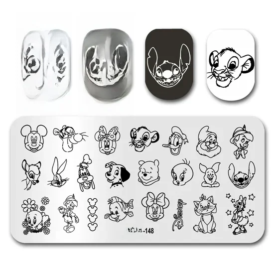 Plaque de tampon MouTeen-148 grandes plaques d'estampage d'ongles Disney Mickey Mouse ensemble de manucure pour tampon d'art d'ongle