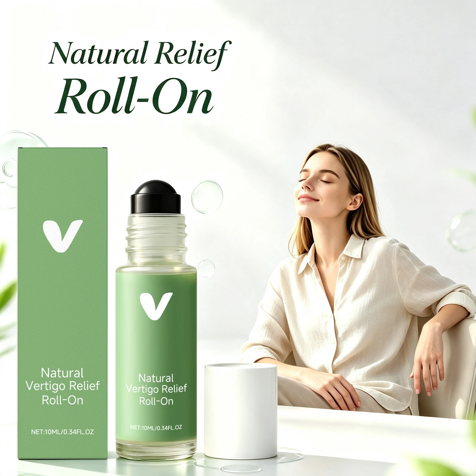 Natural Vertigo Support Roll On Essential Oil Fast Absorbing Gentle Non Irritating Cooling Refreshing Smooth Application Skin Friendly Rollerball