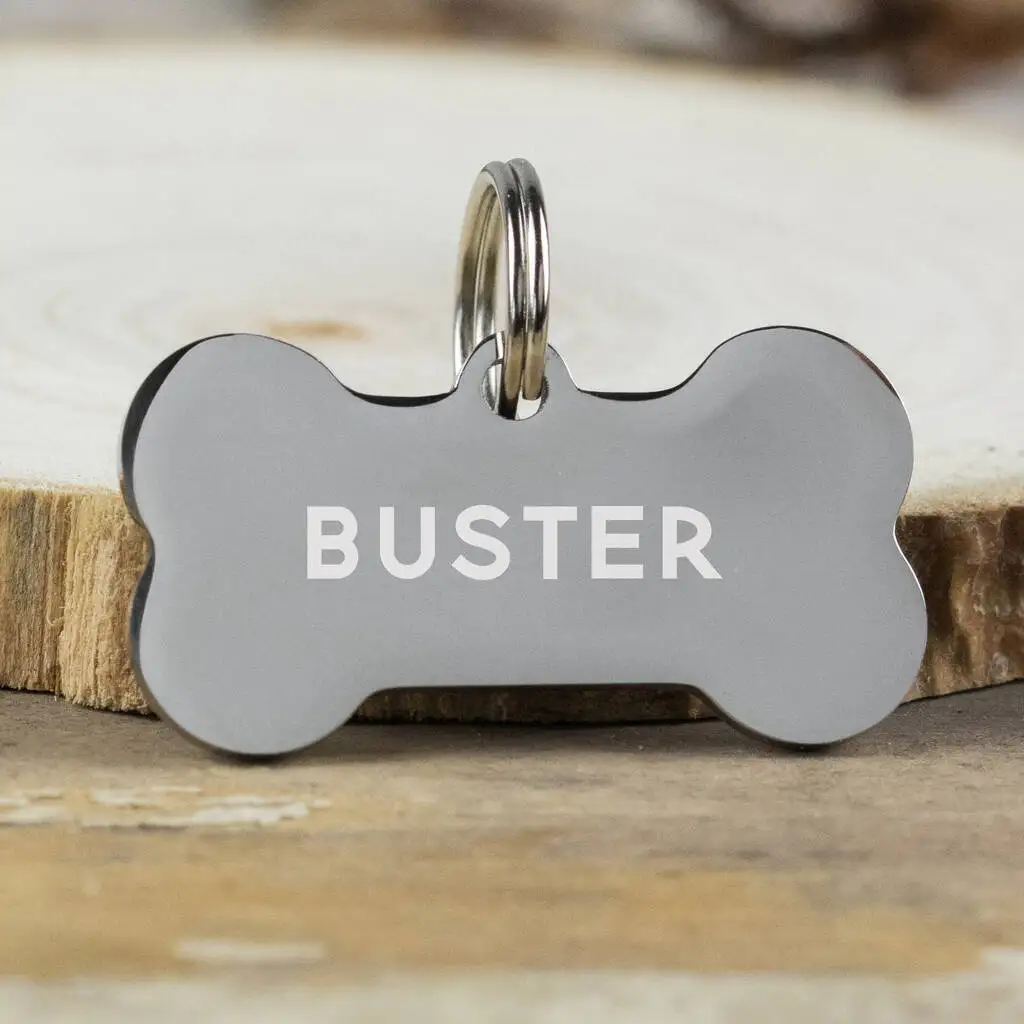 Stainless Steel Dog Id Tag Personalized Engraved Double Sided Pet Name Tag Circle Bone