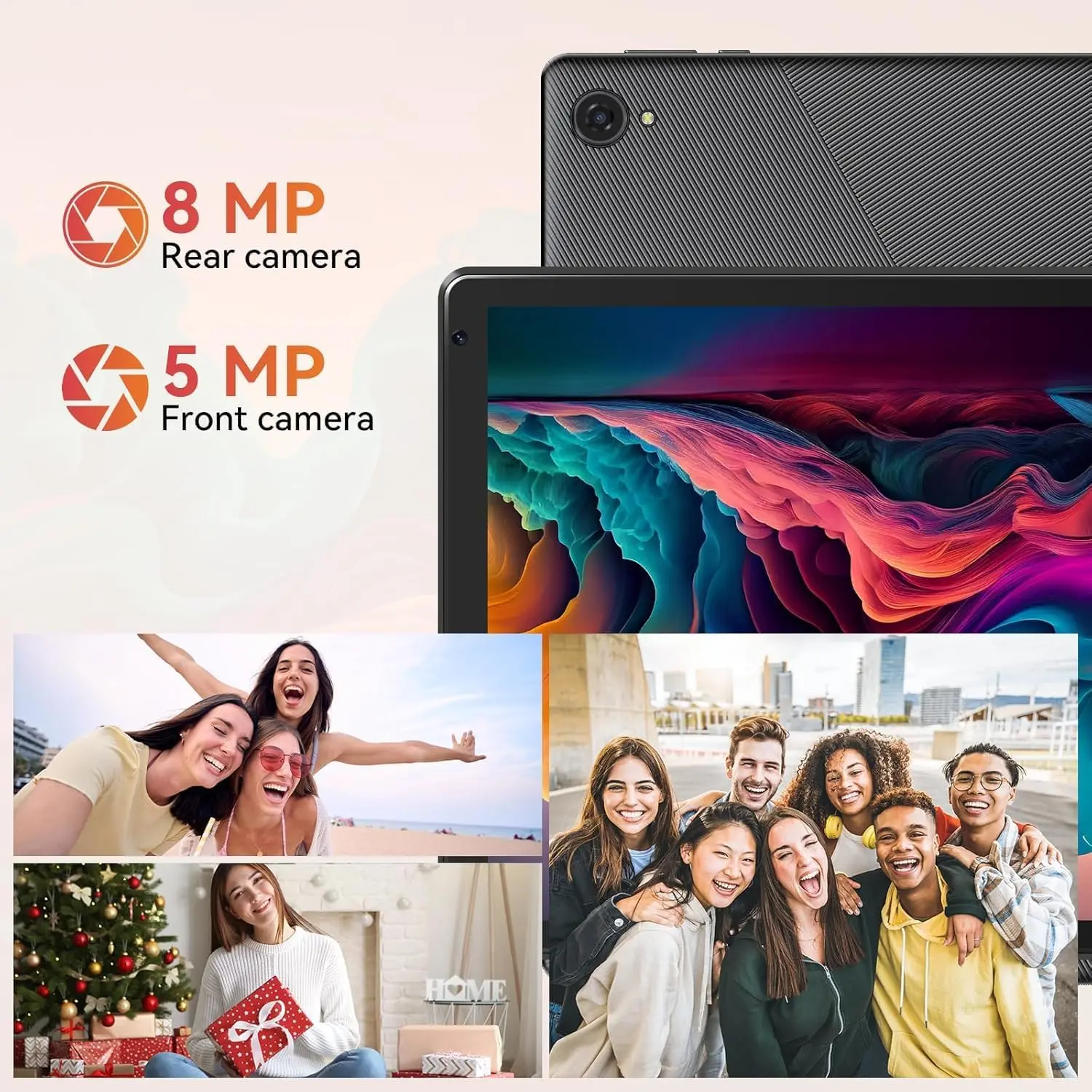 تابلت 10.1 بوصة يعمل بنظام أندرويد وذاكرة وصول عشوائي 8 جيجابايت وذاكرة قراءة فقط 64 جيجابايت معالج ثماني النواة عالي الدقة IPS شاشة لمس كاميرا مزدوجة بطارية 8 ساعات واي فاي 6 BT 5.0 PC PAD