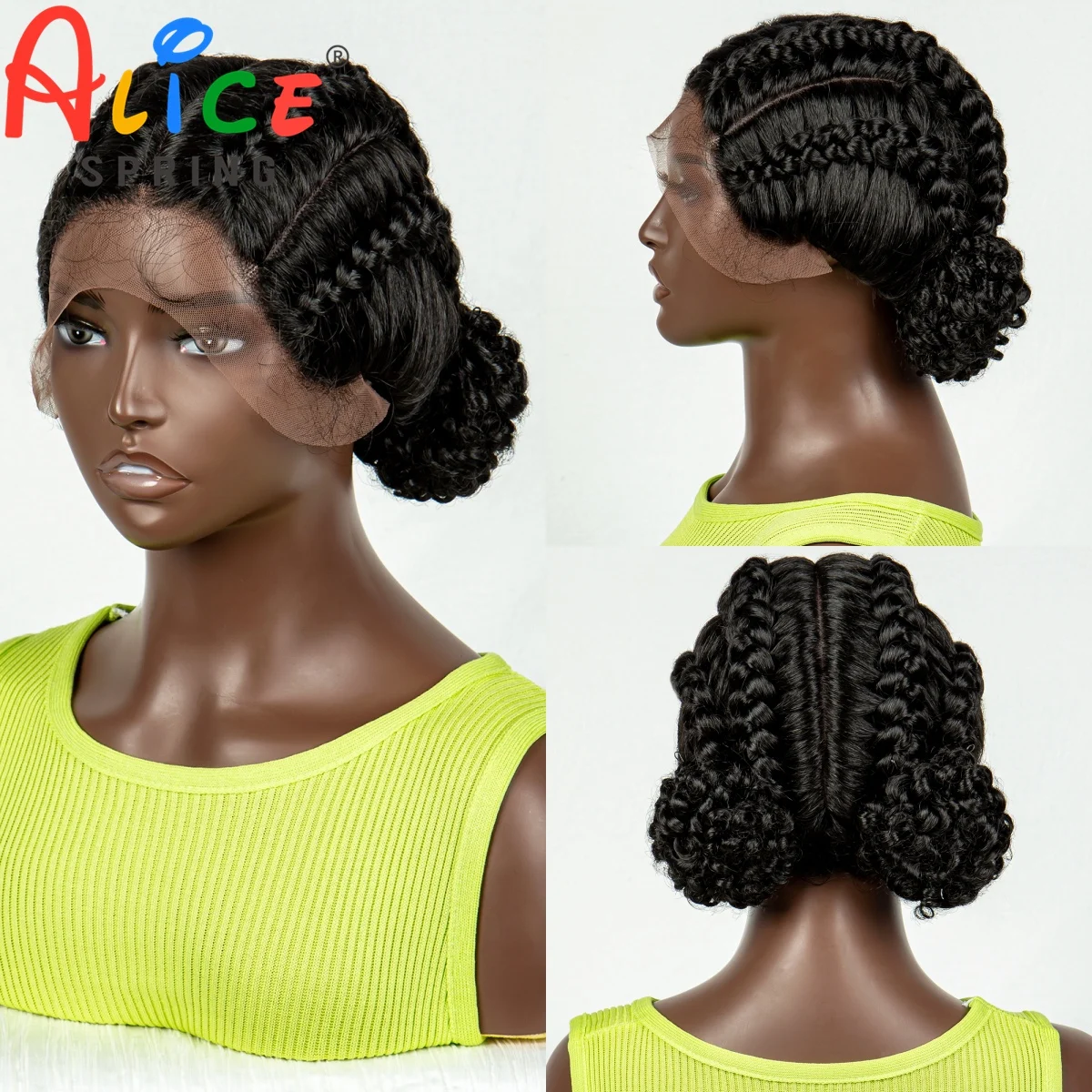 

Knotless Box Lace Front Wigs Short Synthetic Updo Braided Wigs for Women New Style Cornrow Lace Braiding Hair Wig with Baby Hair