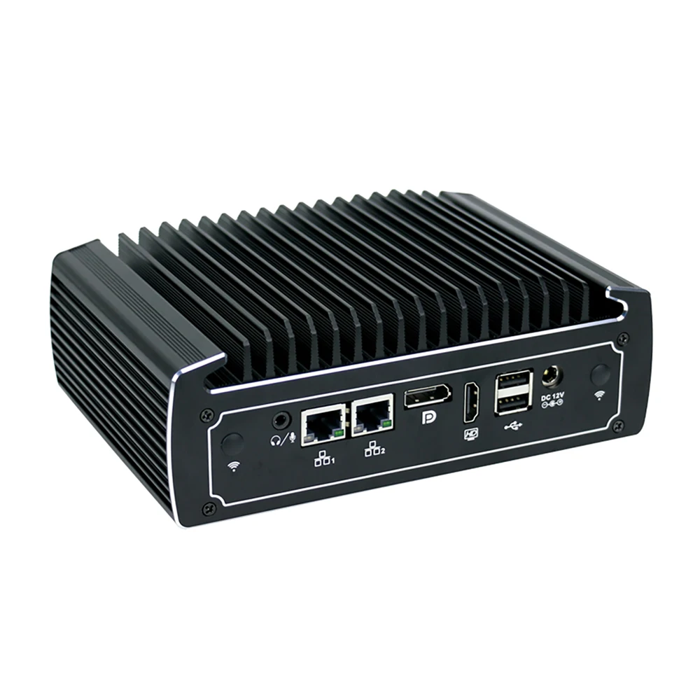 HUNSN Mini PC senza ventola, BX01, Computer industriale, TPM2.0,Windows 11 o Linux,2COM, Slot SIM, HD,DP,2LAN, supporto Vesa, WOL,PXE, Watchdog