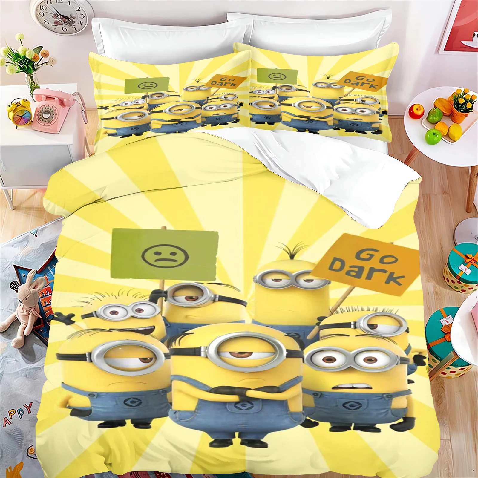 Banana Duvet Cover Minions 100% Polyester Bedding Set Children Bedding Set Comforter Sets King Size Twin