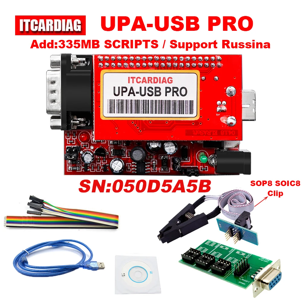 2023 ITCARDIAG UPA USB Programmer SN:050D5A5B ECU Chip Tunning with 350MB Full Script UPA USB PRO V1.3 Full Eeprom Adapter