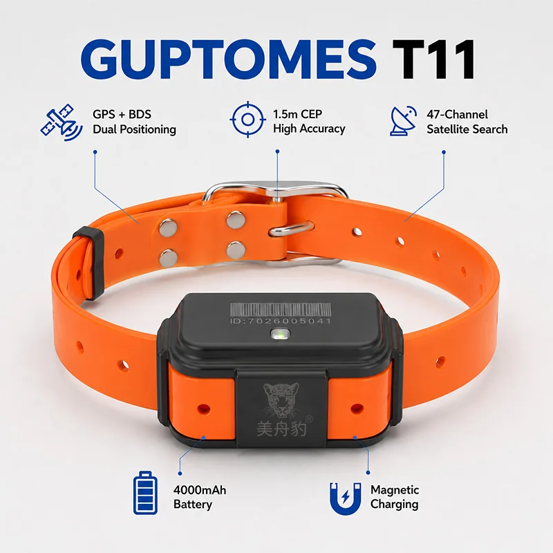 T11 4G GPS Dog Tracker Hunting Dog GPS Collar Waterproof Real Time Pet Locator Long Battery Life Anti Lost Tracker for Hounds