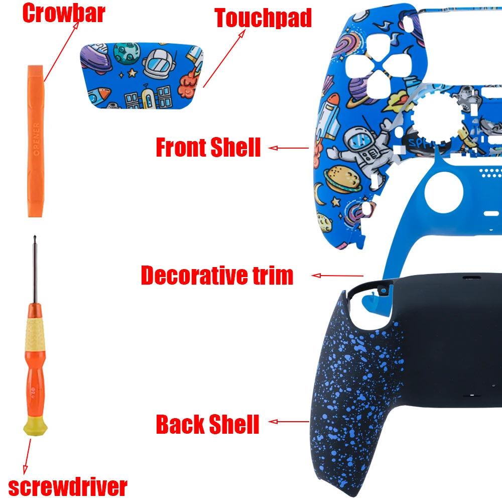 Replacement Shell Kit For PS5 DualSense Controller Full Housing Non-Slip Grip with Touchpad BDM-010/020/030/040/050 DIY Mod