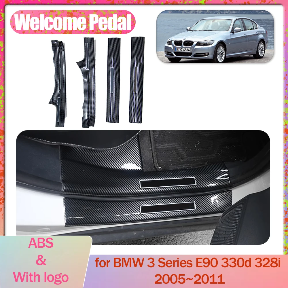 

Педаль Welcome для BMW 3 серии E90 330d 328i 2005~2011 2006 2007 2008 2009 2010 порог двери защитная пластина из углеродного волокна декоративные полоски аксессуары