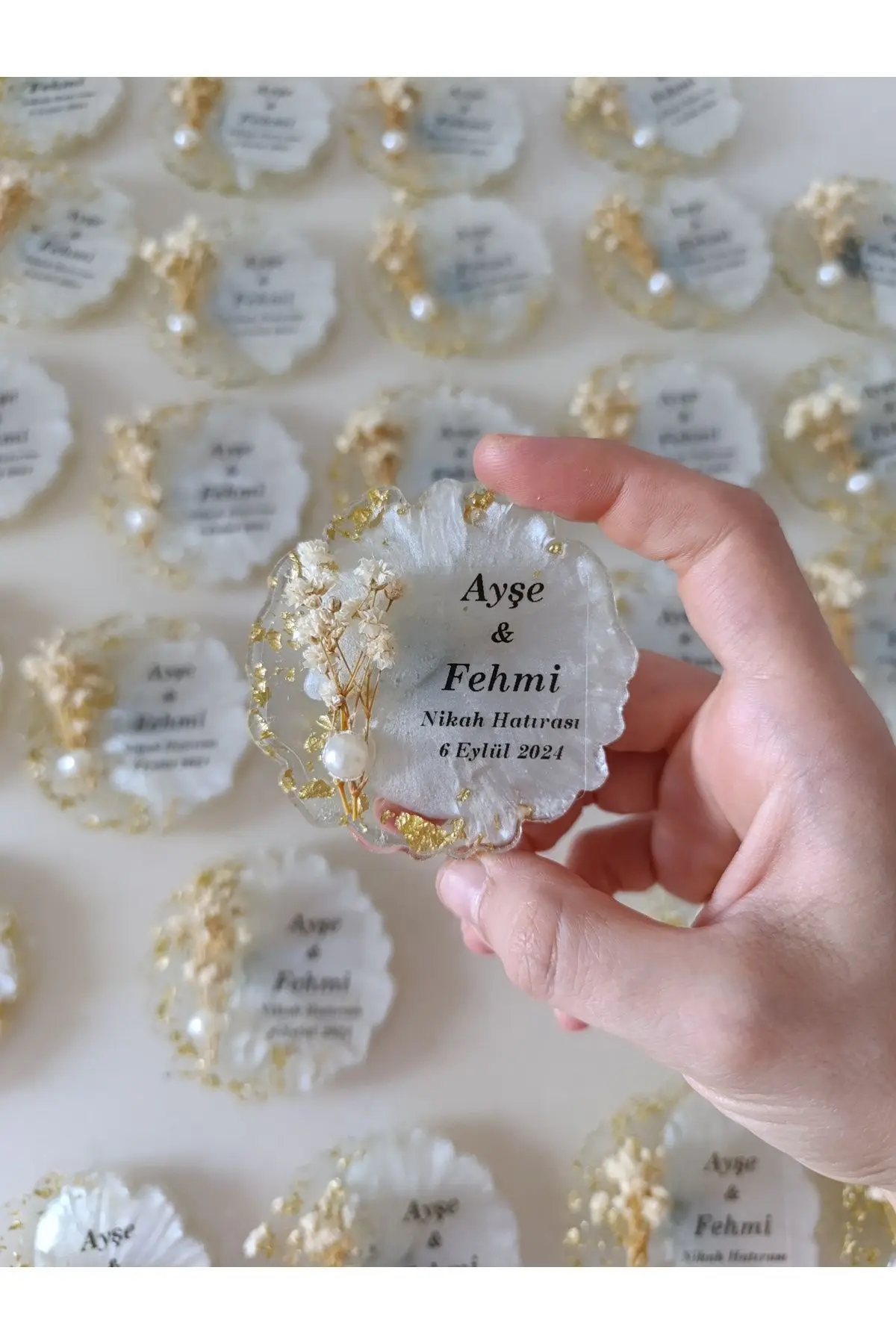 

Custom Floral Pearl Gold Magnet Party Favors for Wedding, Baptism, Henna Anniversary Baby Shower, Birthday & Special Guest Gifts