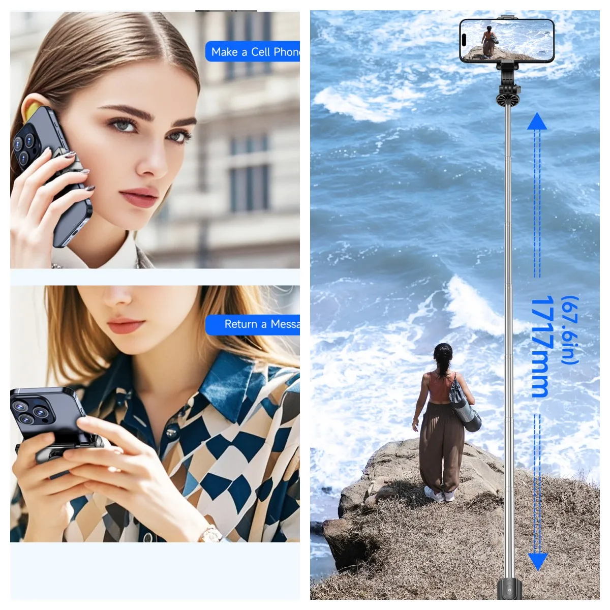 FANGTUOSI 2025 مثبت Selfie عصا ترايبود قابلة للتمديد مع الضوء واللاسلكية بلوتوث عن بعد حامل محمول جبل للهاتف