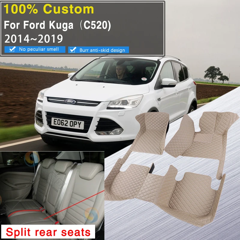 

Напольные коврики для Ford Kuga Escape C520 2014-2019, коврики с защитой от грязи, коврики для автомобиля, кожаный коврик, автомобильные аксессуары для интерьера