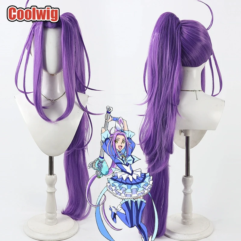 

Coolwig Synthetic Hair Kurokawa Ellen Cosplay Wigs Futari wa Pretty Cure Cure Beat 100cm Long Purple Ponytail Wig Heat Resistant