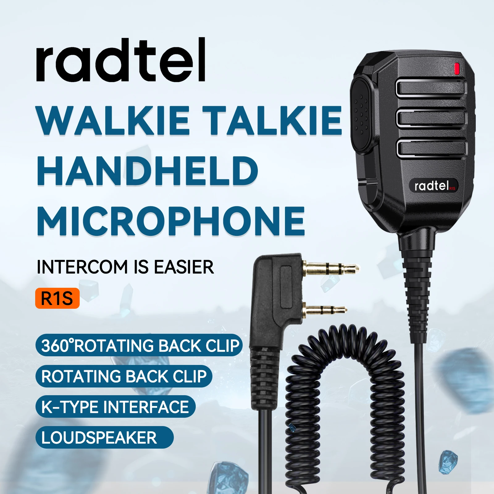

Radte R1S MicroPhone with 360° Rotating Back Clip K-Type Interface Loudspeaker for Radtel RT-4D RT-860 RT-900 RT-910 RT-920