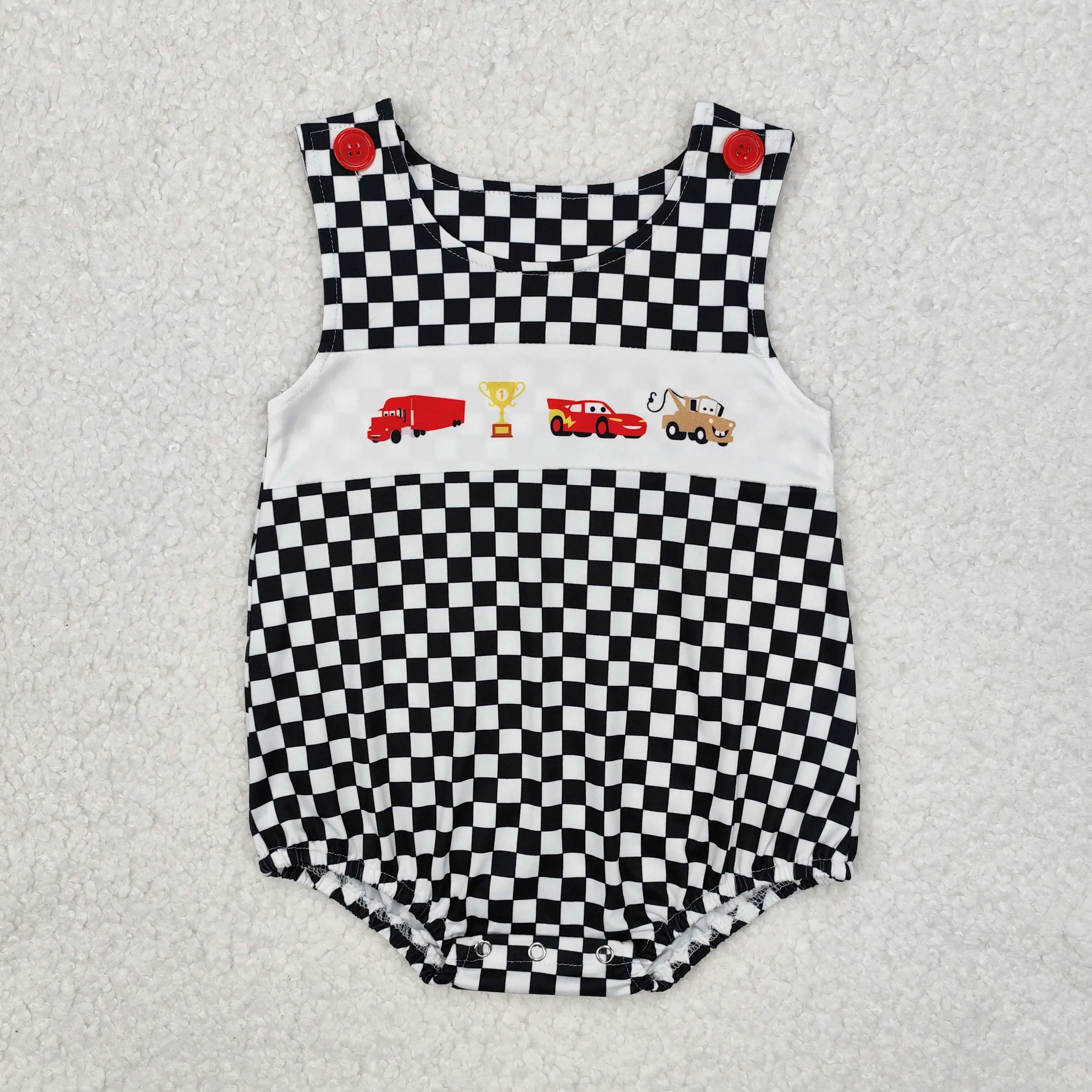 Summer Match Baby Boys Car Engineering Car Trophy Red Short Sleeve Black Set White C Wholesale Boutique Fashion Children Clothes