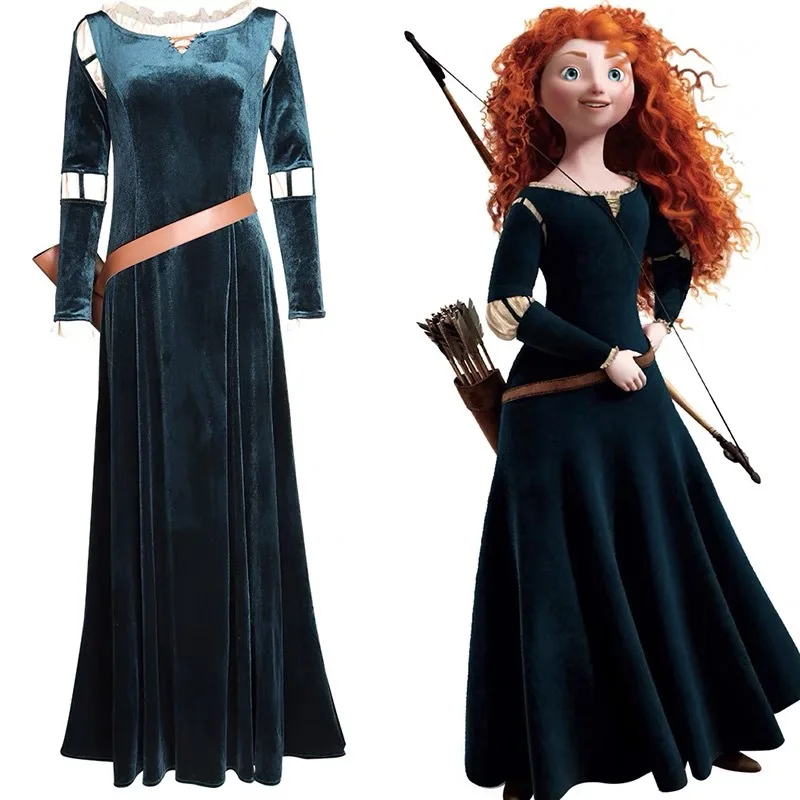 High Quality Brave Princess Merida Halloween Costumes for Adults Women Movie Cosplay Princess Dressfor Party Carnival