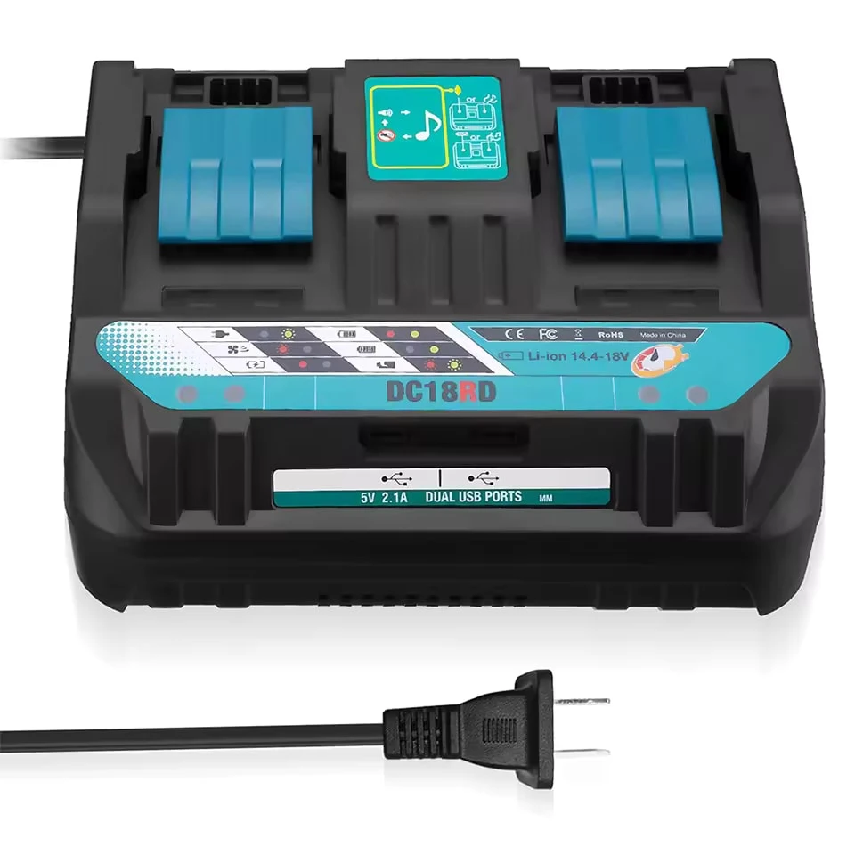 2/4-Port DC18SF Lithium-Akku-Ladestation, universelles Ladegerät für Makita 14,4 V 18 V BL1430 BL1830 Akku, Dual-Use-Ladegerät mit USB-Powerbank-Funktion