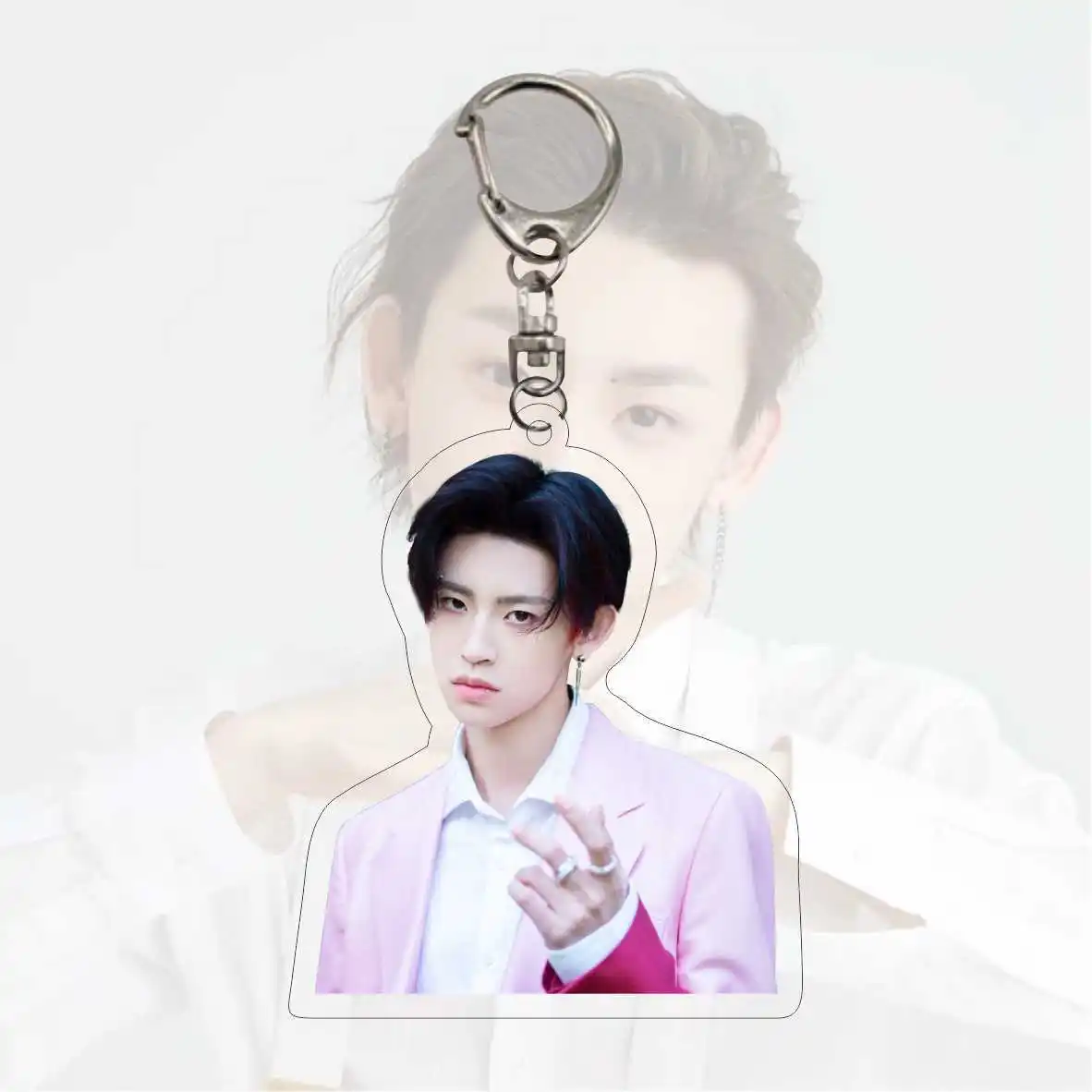 6 PCS Keychains China Music Songs Male Singer Artist NINE PERCENT NPC Lil Ghost Wang Linkai Picture Photo Keychains Fans Gift