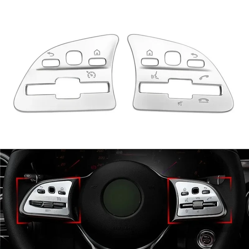 Garniture de couverture de panneau de bouton de commutation de volant de voiture ABS, 2 pièces, pour Mercedes Benz classe A C E GLB GLC GLE W177 W205 W213 W247 W167