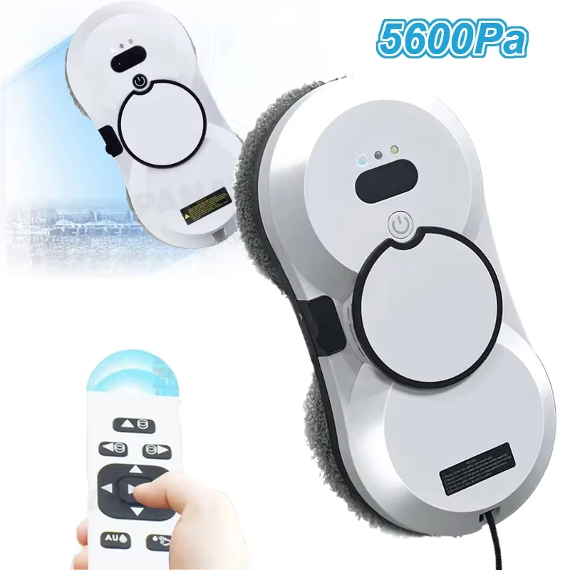 Robot de limpieza de ventanas con pulverizador eléctrico, limpiador remoto, prevención de caídas, 5600PA, Lrge