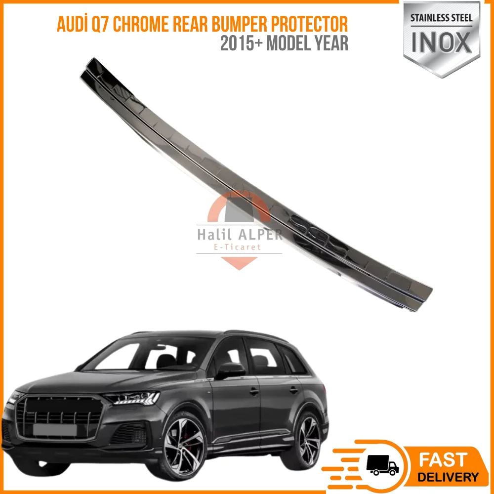 For Audi Q7 2015- Chrome Rear Bumper Protector Scratch Guard Stainless Steel happy car parts high quality