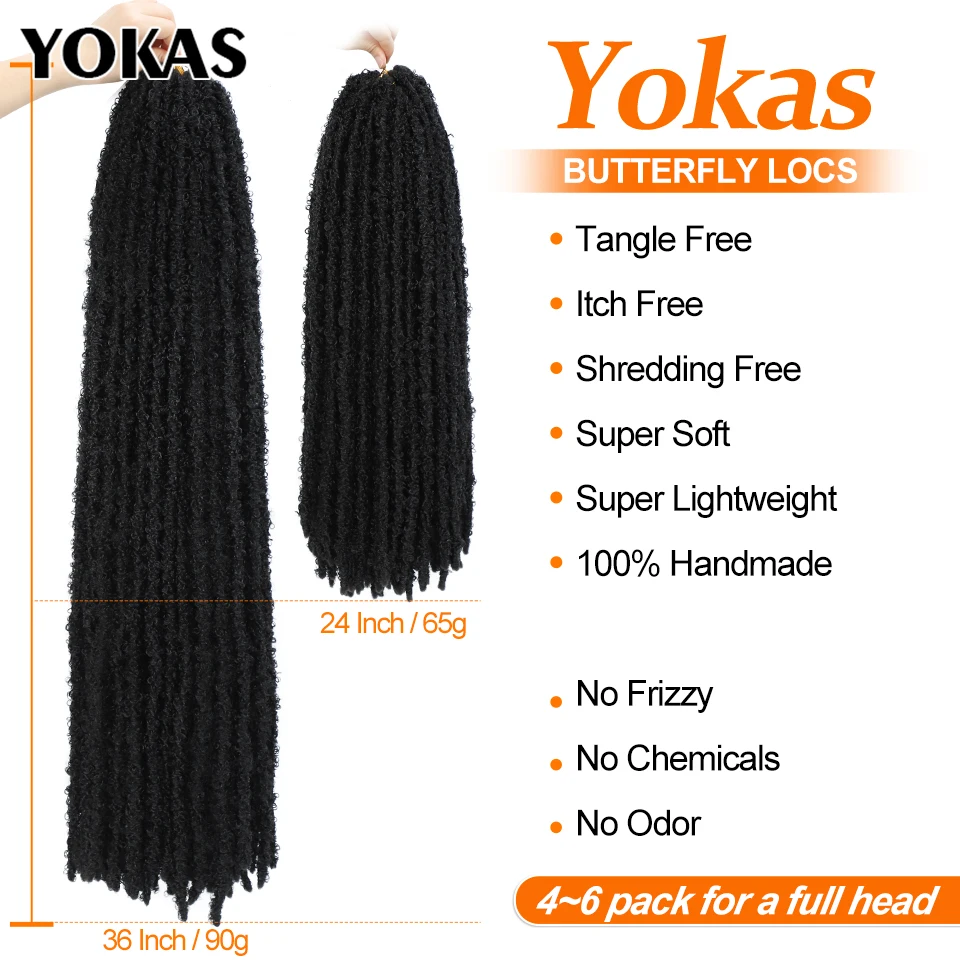 24 36 بوصة الكروشيه وصلات شعر الاصطناعية فراشة Locs للنساء الأفريقيات فراشة Locs تجديل وصلات شعر للإناث