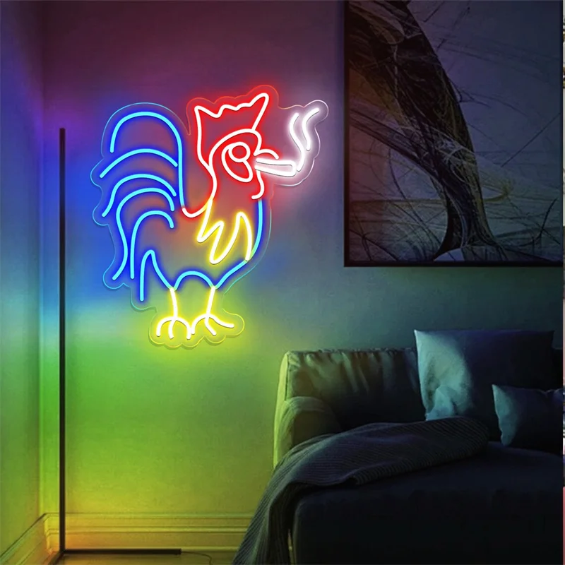 

Rooster Chicken Neon Sign, Wall Decor Animal Preppy Lights Room Decor Birthday Party Gifts Decoration Aesthetic