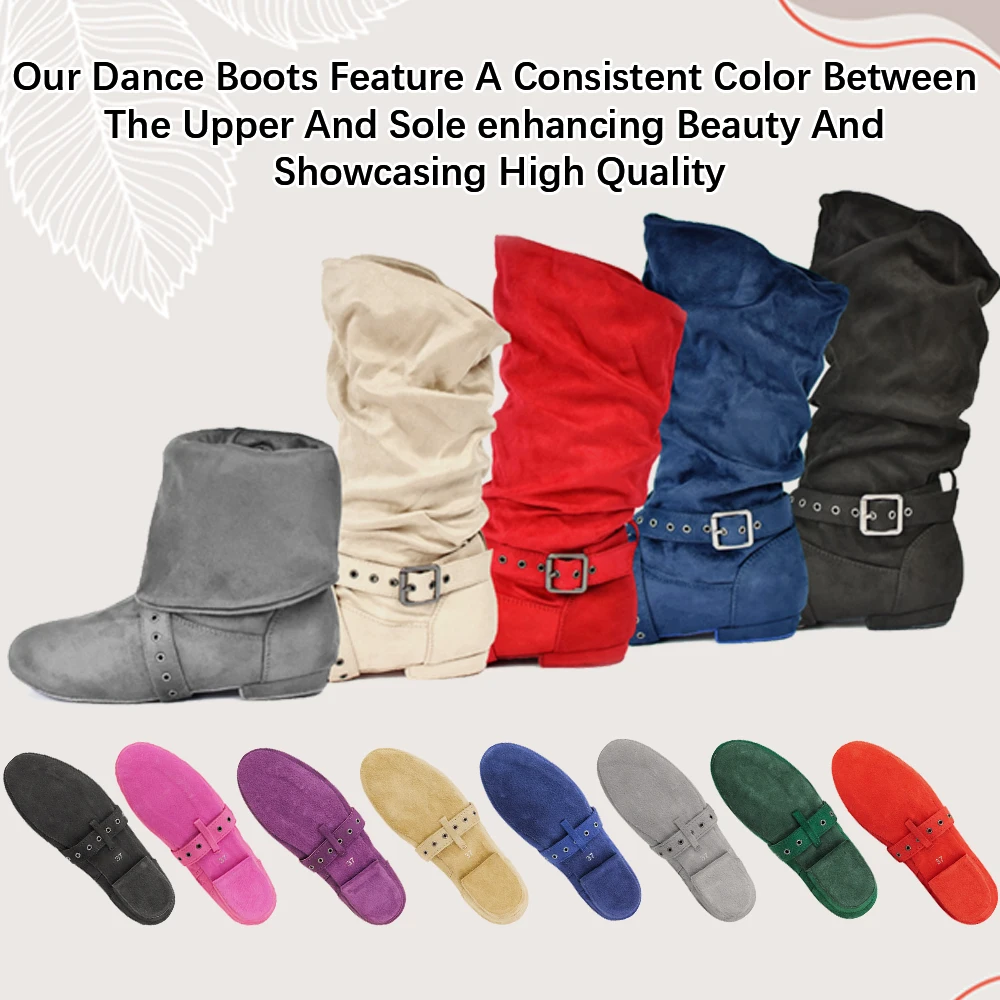 Jouncing Suede Sole Boot Step ผู้หญิงละตินเต้นรํารองเท้า Salsa รองเท้ายาว Warm Up Line รองเท้า West Coast Swing Dance รองเท้า