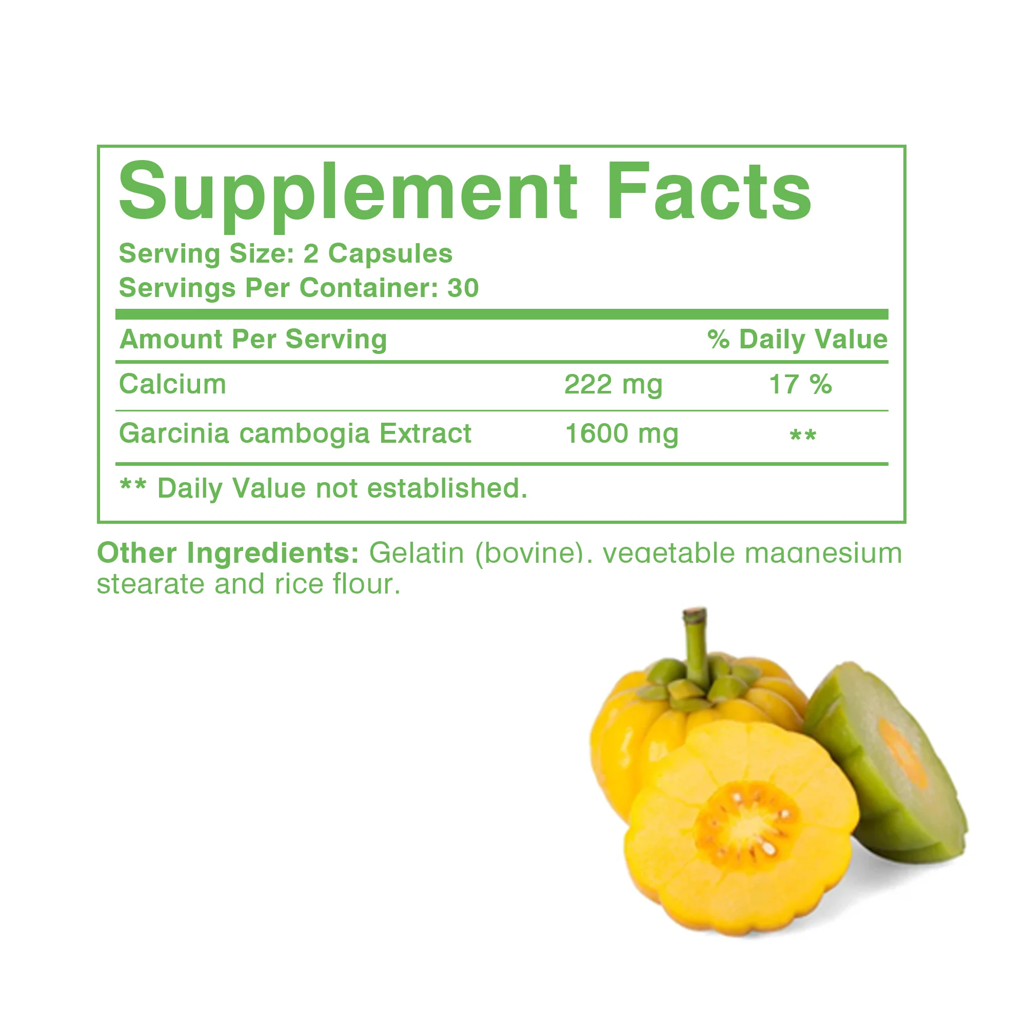 Garcinia Cambogia Extract - Suppresses Appetite, Assists in Fat Burning, Mood Supplement - 60 Capsules