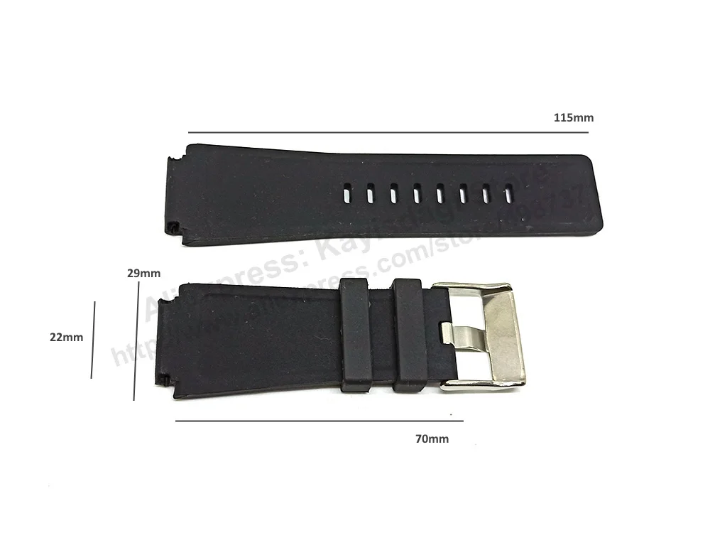 Diesel Mr. Cartoon DZCM-0002 Fits with 22mm Black Rubber Silicone Replacement Watch Strap Band