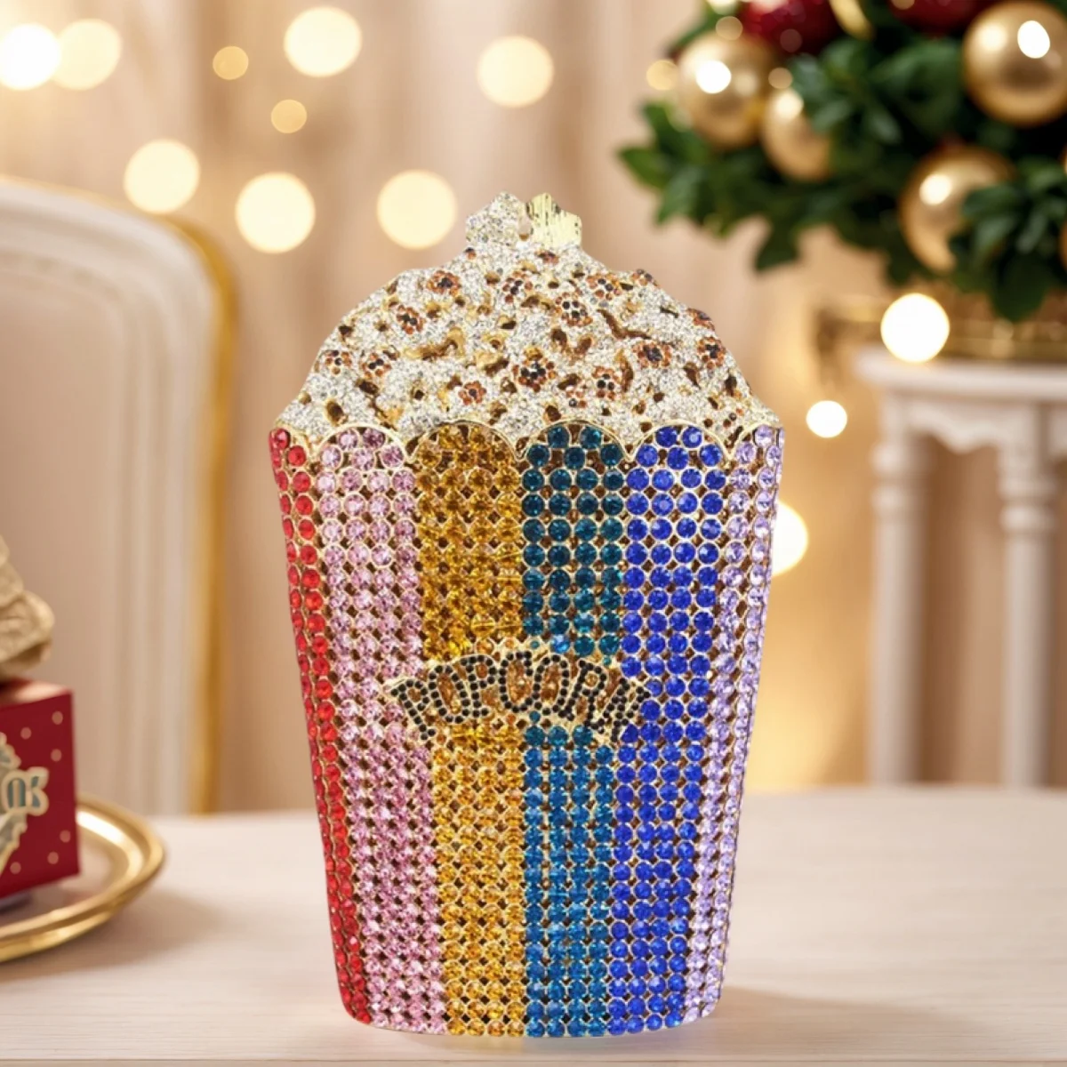 

Cute Popcorn Women Rhinestone Clutch for Women Novelty Crystal Evening Bag Prom Party Purse Handbag for Wedding Prom