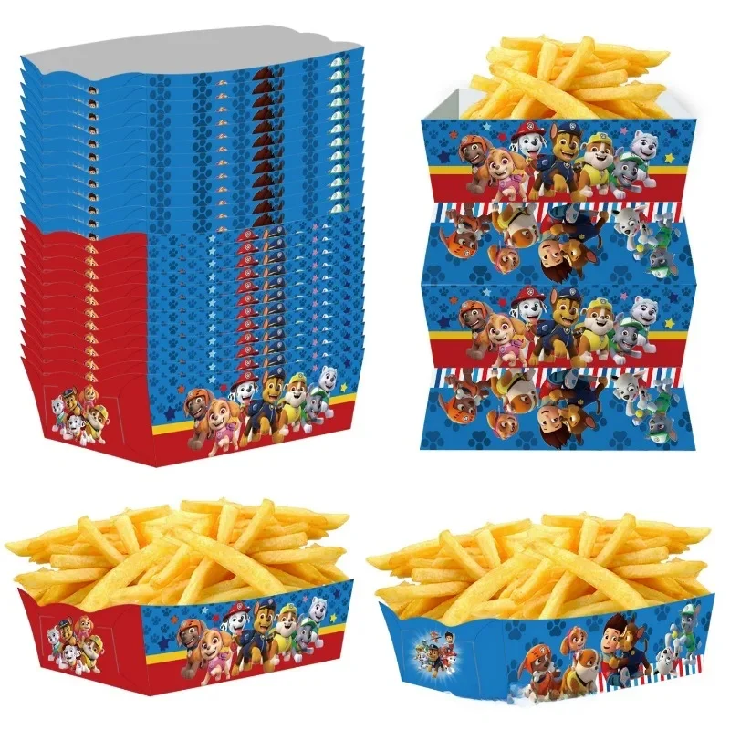 24Pcs/Set Paw Patrol Party Snack Trays Boxes Kids Birthday Party Decoration Candy Popcorn Snack Food Holders Partys Supplies