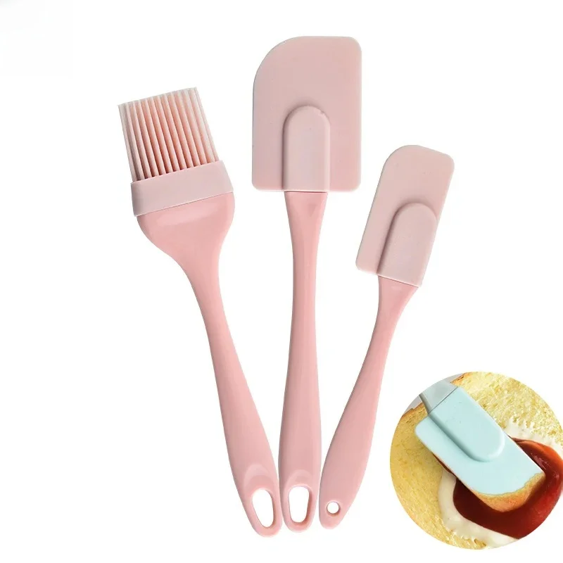Grattoir à crème antiadhésif en Silicone, bricolage, gâteau à pain, spatule à beurre, mélangeur, brosse à huile, outil de cuisson de cuisine, 3 pièces/ensemble