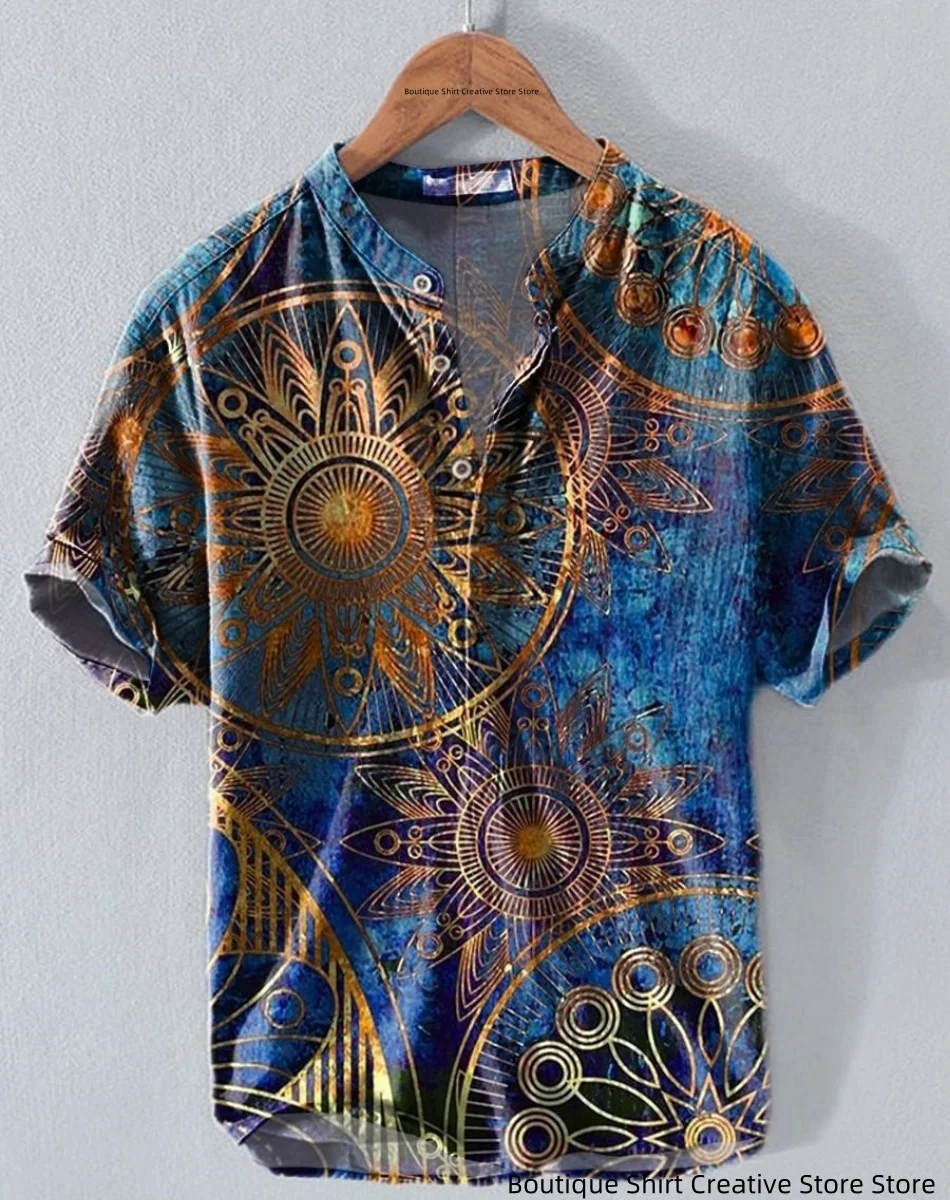 

New 3D printed pullover shirts, street fashion casual shirts, ethnic patterns Hawaiian tops shipped quickly