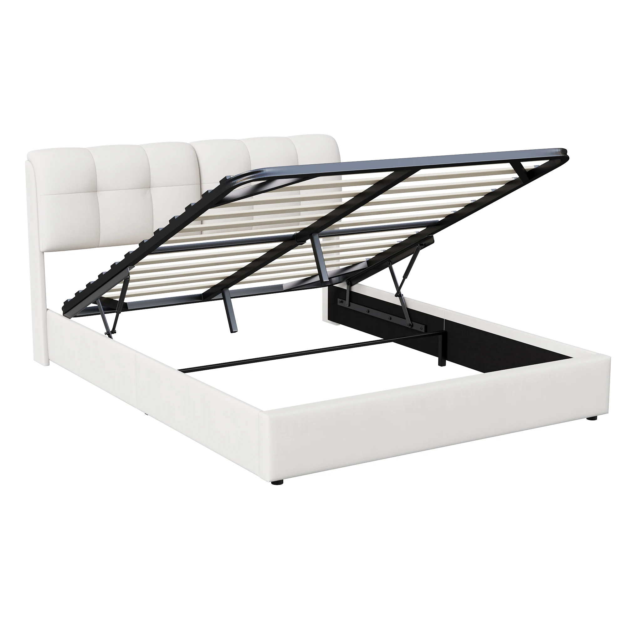 Anajqaqia gestoffeerd tweepersoonsbed met LED-verlichting 140x200cm/160x200cm, hydraulisch opbergbed met lattenbodem - afbeelding 2
