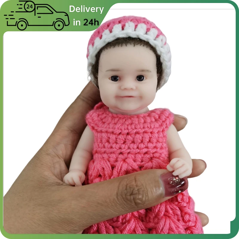 6" 15CM Real Mini Reborn Silicone Baby Doll Maddie Reborn Whole Silicone Body Dolls for Girls Toy Barbie Clothes and Accessories