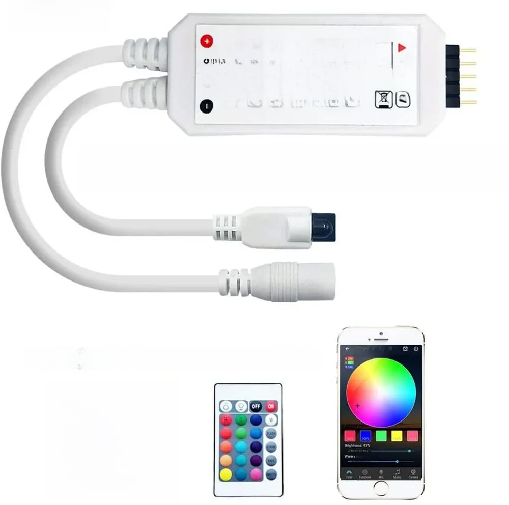 DC12V RGBW/RGBWW Wifi kontroler LED z pilotem na podczerwień 24 klawisze 5-pinowe połączenie do taśm LED RGBW — zdjęcie 2