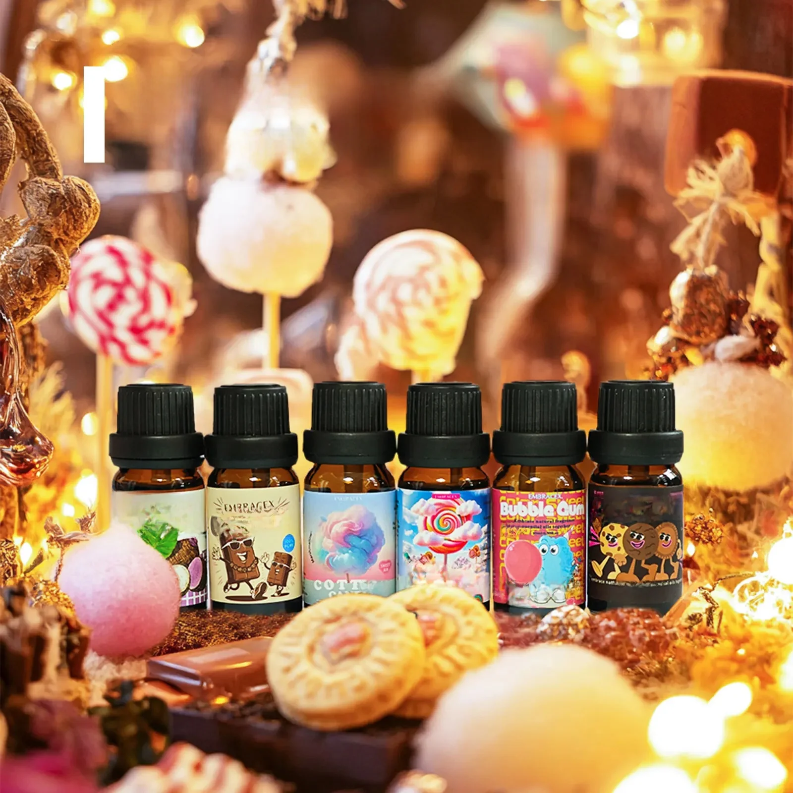 Huiles essentielles délicieuses pour femmes, 6 pièces/1 pièce, 10ML, soins de la peau, parfum, biscuits au chocolat, sucette, Taro, barbe à papa, gomme à bulles, cadeau doux