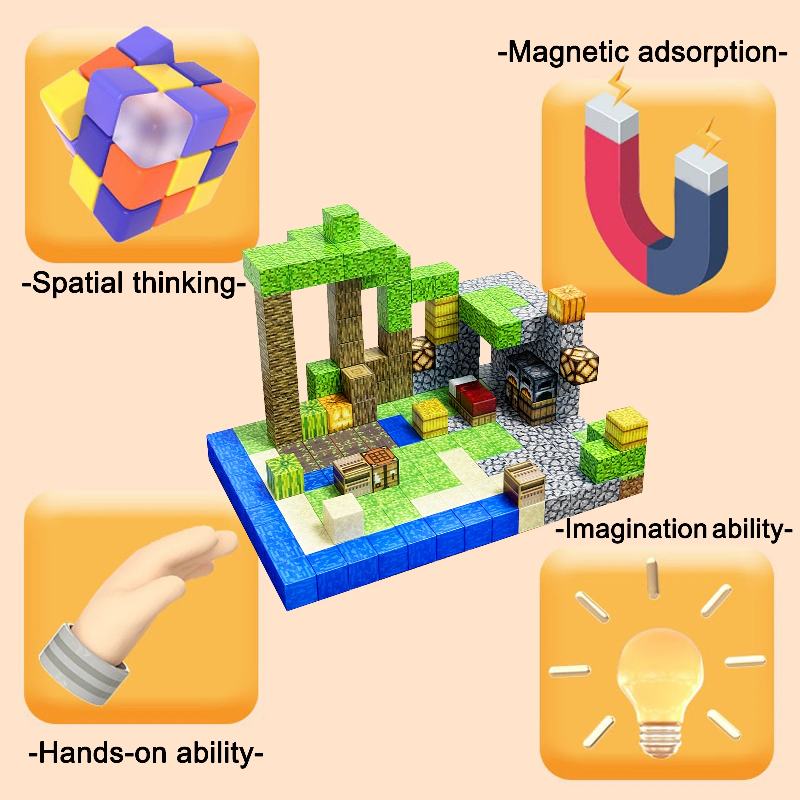 ของเล่นบล็อกแม่เหล็ก 2025 รุ่นใหม่ 124-212 ชิ้น เกมโลกแม่เหล็ก DIY สำหรับเด็กชายและเด็กหญิง ของเล่นเสริมพัฒนาการ STEM Montessori ของเล่นเสริมประสาทสัมผัส ของขวัญ