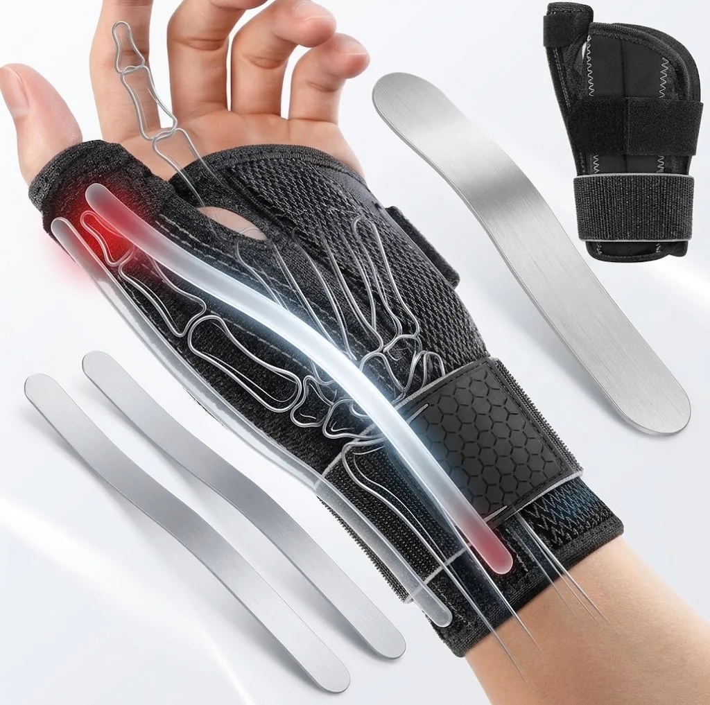 MECLON Wrist Stabilizer Brace Hand Support For Sleep Office Cooking Three Support Bars Adjustable Breathable Comfortable Clamp