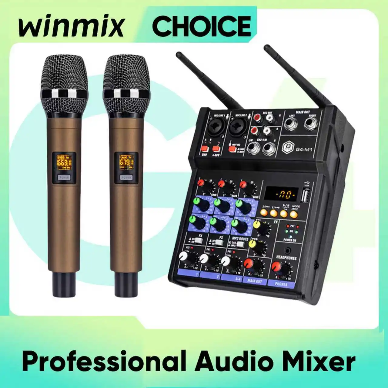 Consola mezcladora de audio Winmix de 4 canales con kit de micrófono ...